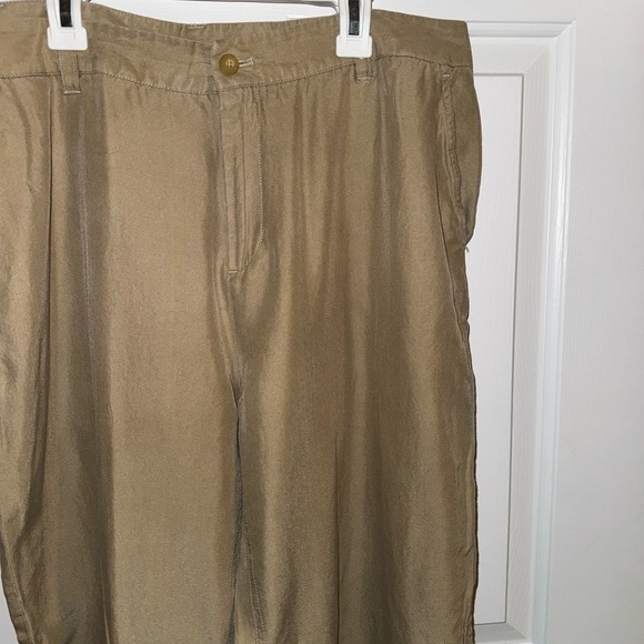 Winter Silks Vintage Silk Blend Pants Tan Khaki Pockets Size 14 - Picture 8 of 9